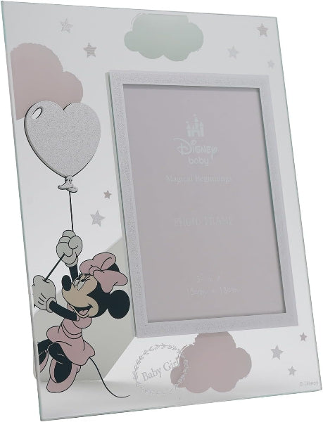 Photo frame with Minnie Mouse design and text on a white background