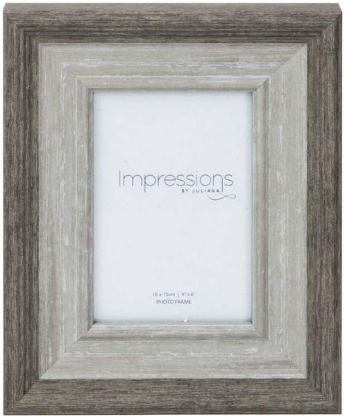 Wooden photo frame with 'Impressions by Juliana' branding on a white background