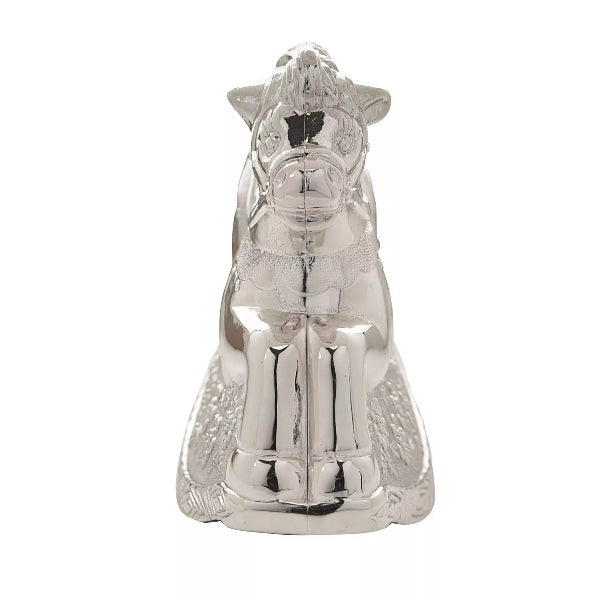 Silver horse figurine on a white background