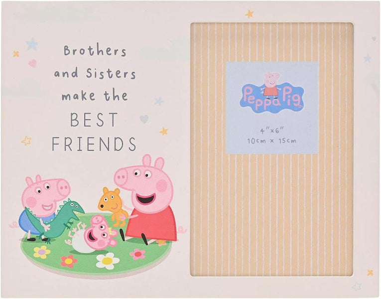 Peppa Pig Sibling Photo Frame, Brothers and Sisters Make The Best Friends 4x6 Inch