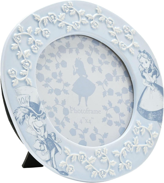 Decorative photo frame with Alice in Wonderland design on a white background
