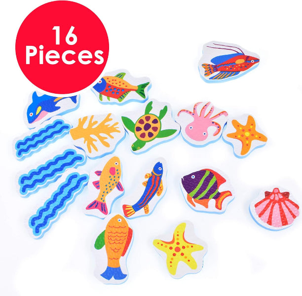 Kandy Toys 16 Piece Sea Animals Foam Bath Stickers Toys in Hanging Bag