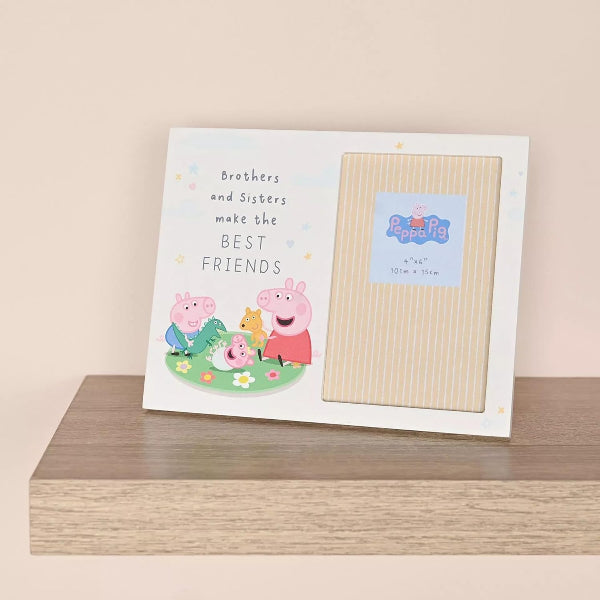 Peppa Pig Sibling Photo Frame, Brothers and Sisters Make The Best Friends 4x6 Inch