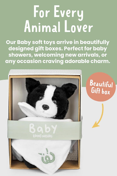 Living Nature Baby Border Collie Dog Plush Soft Toy with Blanket