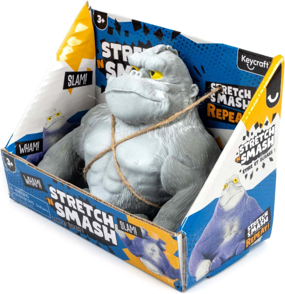 Toy gorilla in a 'Stretch and Smash' packaging with visible branding.