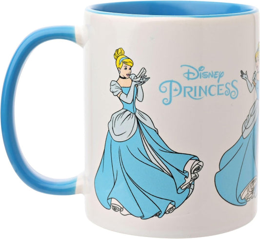Ceramic mug with Disney Princess design featuring a character in a blue dress.
