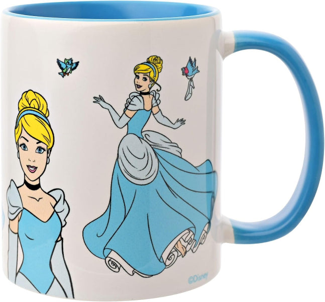 Ceramic mug with Cinderella design on a white background