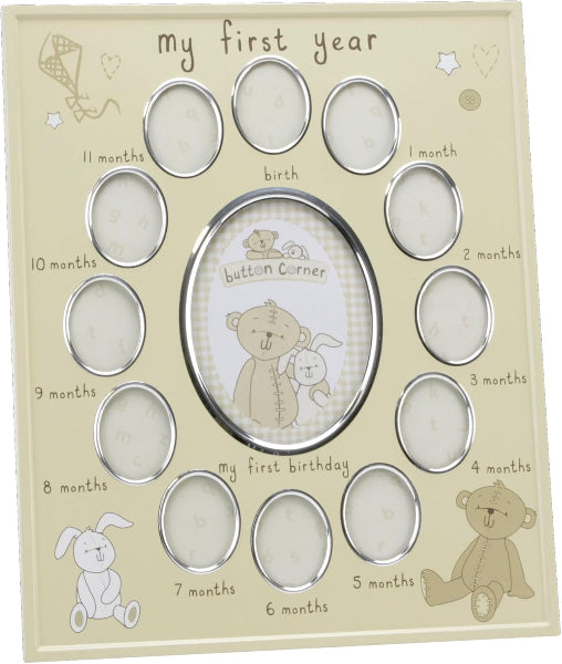 Button Corner Aluminium Photo Frame "My First Year"