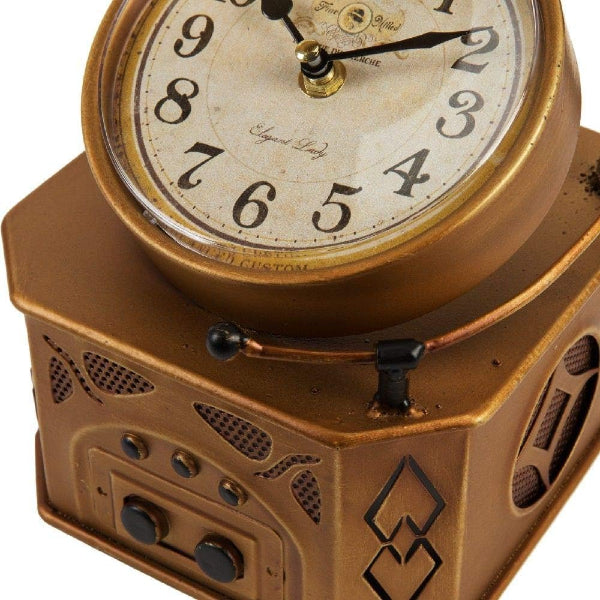 Hometime Metal Mantel Clock Vintage Style Gramophone