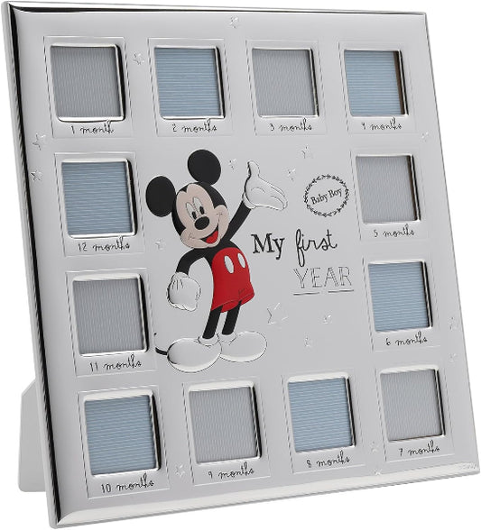 Baby photo frame with Mickey Mouse design for milestone photos, featuring text 'My first year'.