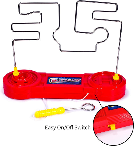 Red and yellow electronic device with wire loops and 'Blitz' branding on a white background.