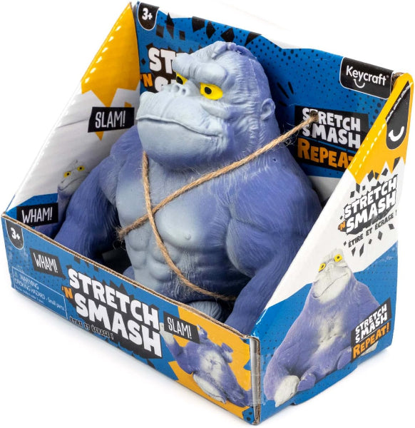 Toy gorilla figure in a packaging box with 'Stretch Smash' text