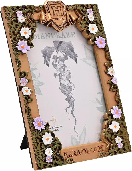 Decorative photo frame with floral design and 'Herbology' text on a white background
