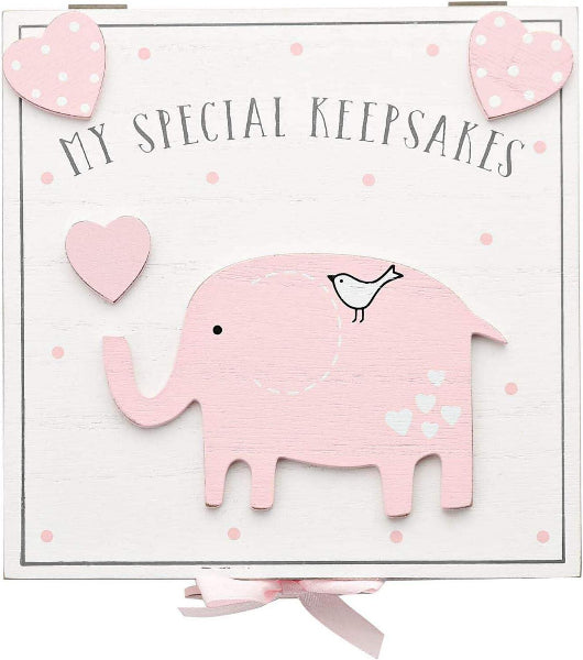Petit Cheri My Special Keepsake Box Pink Elephant Design 16cm