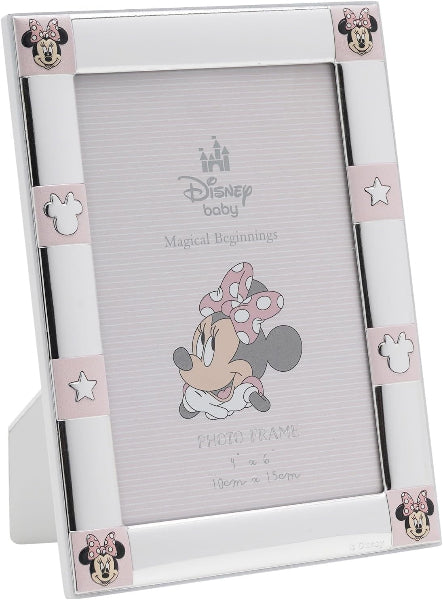 Disney baby photo frame with Minnie Mouse design on a white background