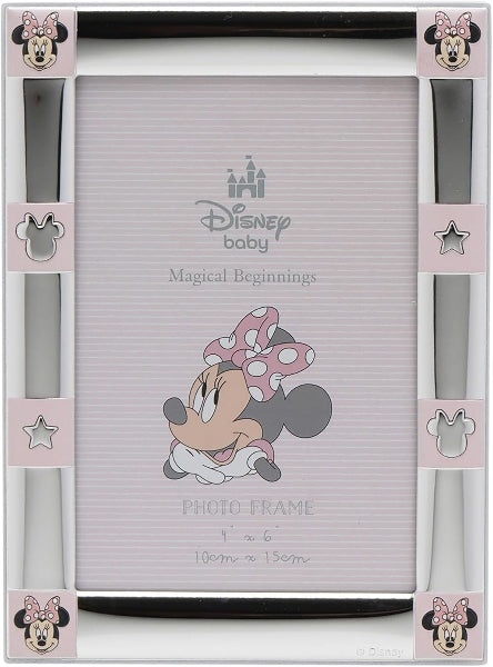 Disney baby photo frame with Minnie Mouse design on a white background