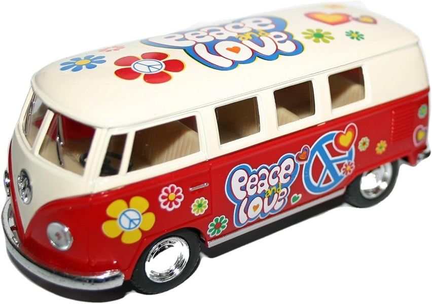 Volkswagen Campervan 1:32 Die Cast With Peace And Love Hippy Design