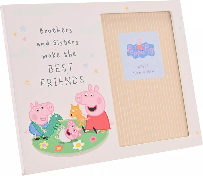 Peppa Pig Sibling Photo Frame, Brothers and Sisters Make The Best Friends 4x6 Inch