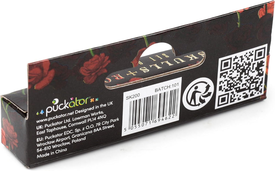 Puckator packaging with branding, product name, and contact information on a white background