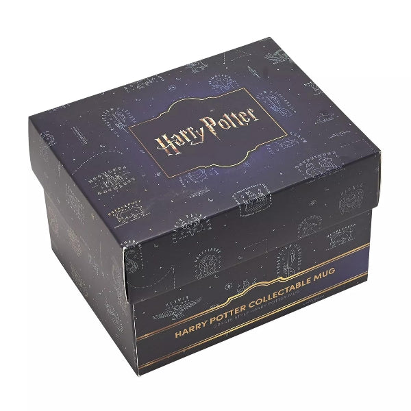 Harry Potter collectible mug box with decorative design and branding.