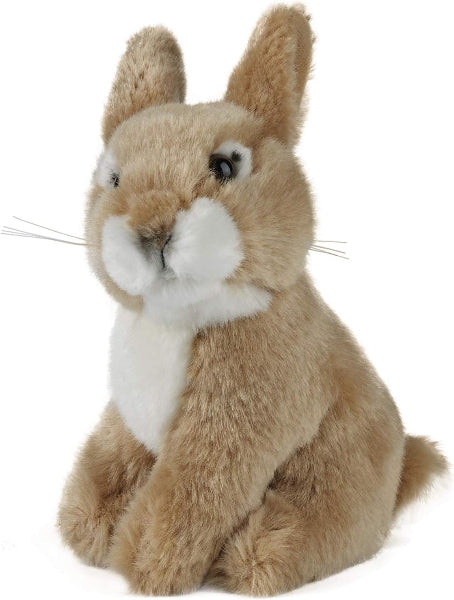 Plush toy squirrel with brown fur and white chest on a white background