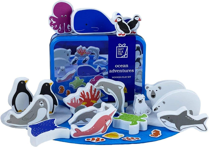 Apples to Pears Ocean Adventures Wooden Play Set Gift In A Tin