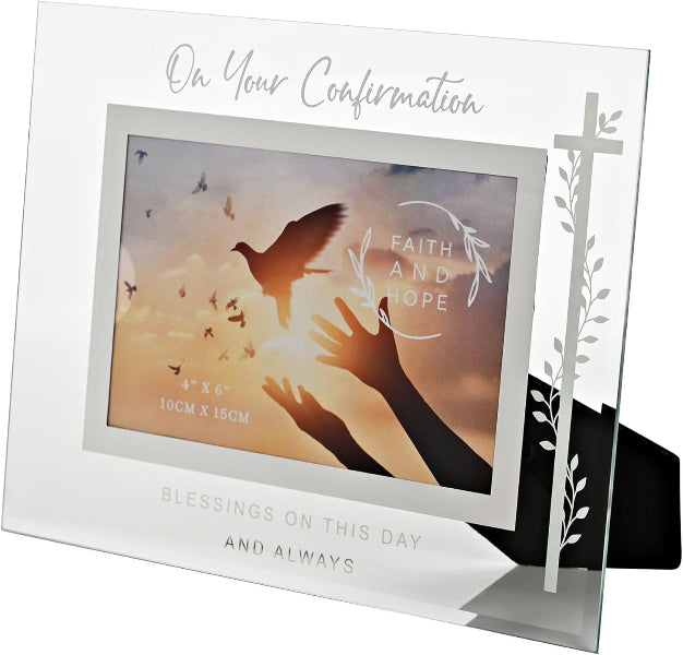 Decorative photo frame with a message of encouragement on a white background