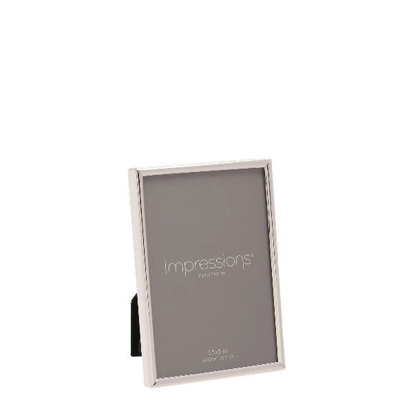 Silver photo frame with 'Impressions' branding on a white background