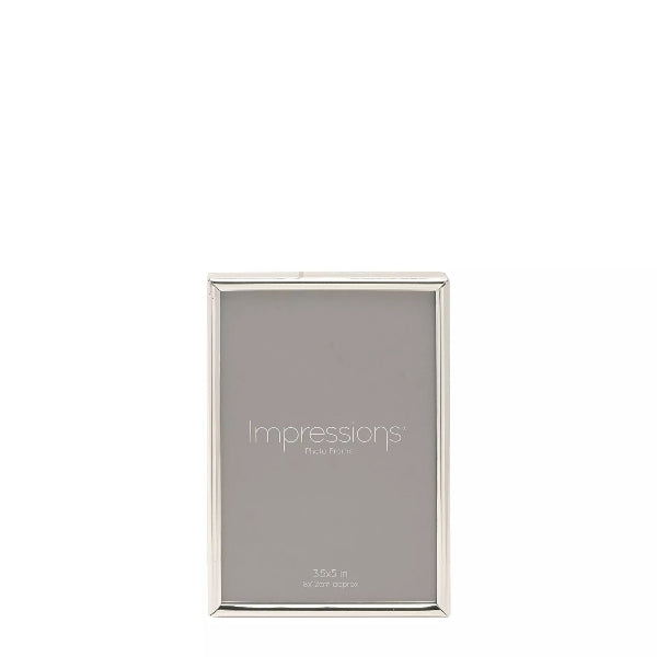 Silver picture frame with 'impressions' branding on a white background
