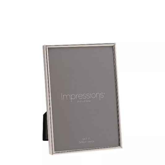 Silver photo frame with 'Impressions' branding on a white background