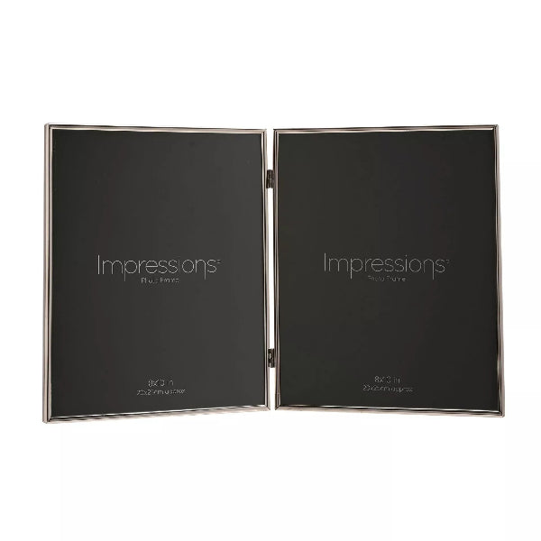 Two black photo frames with 'Impressions' branding on a white background