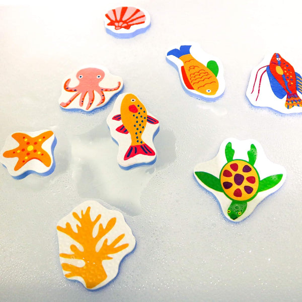 Kandy Toys 16 Piece Sea Animals Foam Bath Stickers Toys in Hanging Bag