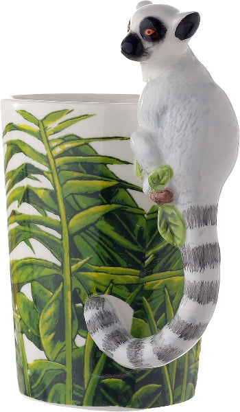 Puckator Lemur with Jungle Decal Ceramic Shaped Handle Mug 400ml