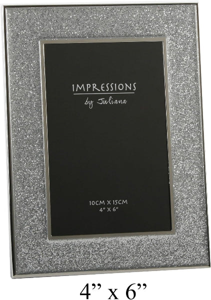 Impressions Silver Colour Photo Frame with Glitter Band 4"x6"