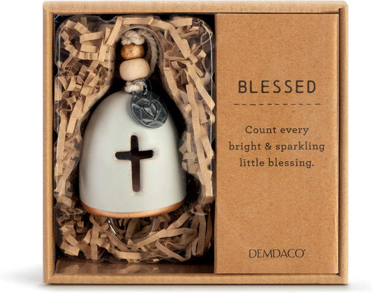 Decorative bell with cross in a 'Blessed' box from DEMDACO