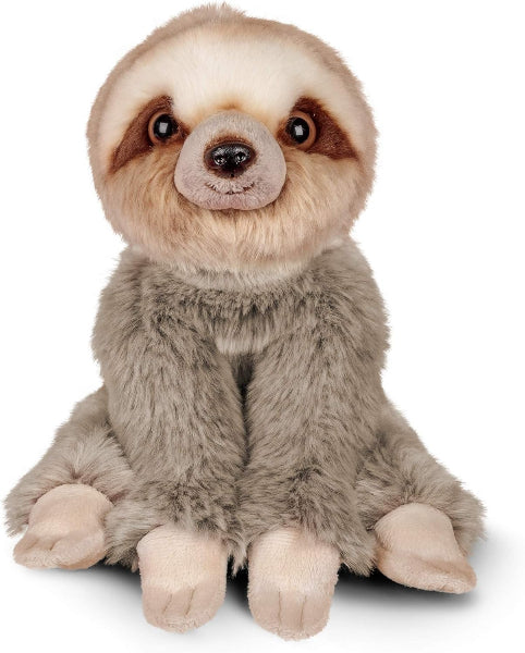 Plush toy sloth on a white background