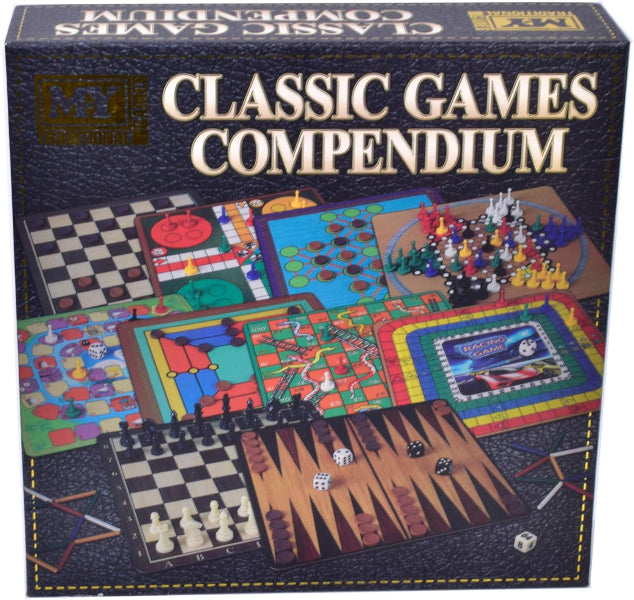 Box of 'Classic Games Compendium' featuring various board games.