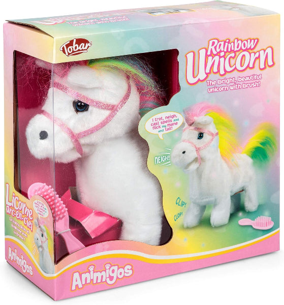 Animigos Rainbow Unicorn Electronic Moving Soft Toy 25cms