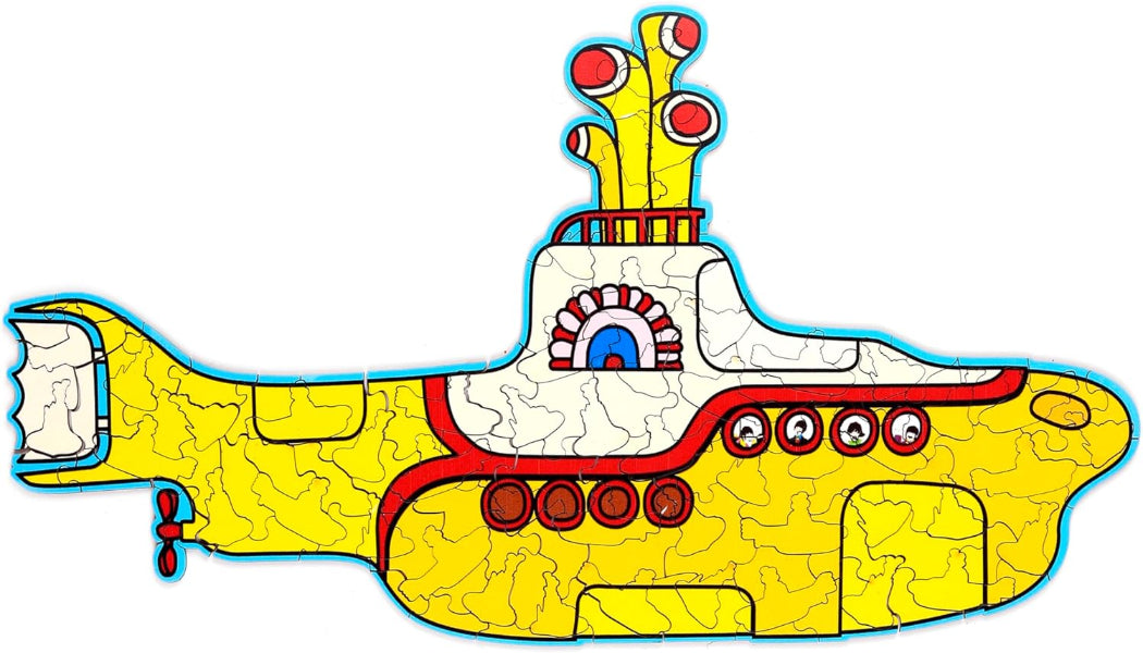 Yellow submarine puzzle on a white background