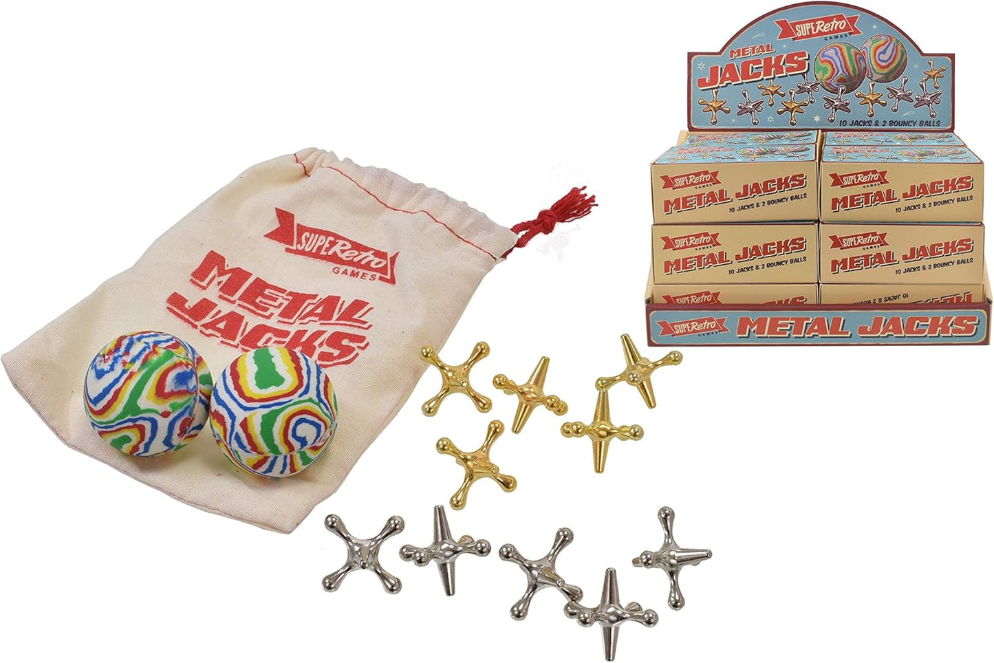 Superetro KandyToys Traditional Metal Jacks Game