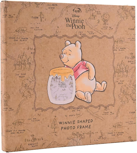 Winnie the Pooh photo frame with a map design on the packaging
