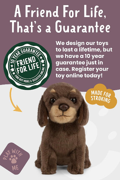 Living Nature Plush Sausage Dog Dachshund Puppy Soft Toy, 16cm