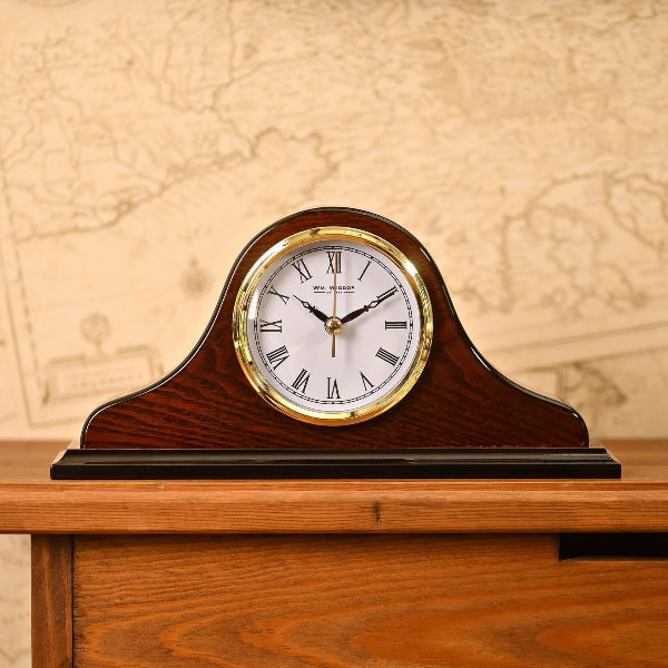 Wm.Widdop Napoleon Shaped Wooden Mantel Clock 25cms