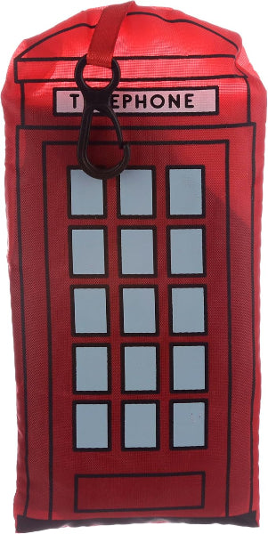 Red bag designed like a classic British telephone box with a black strap.