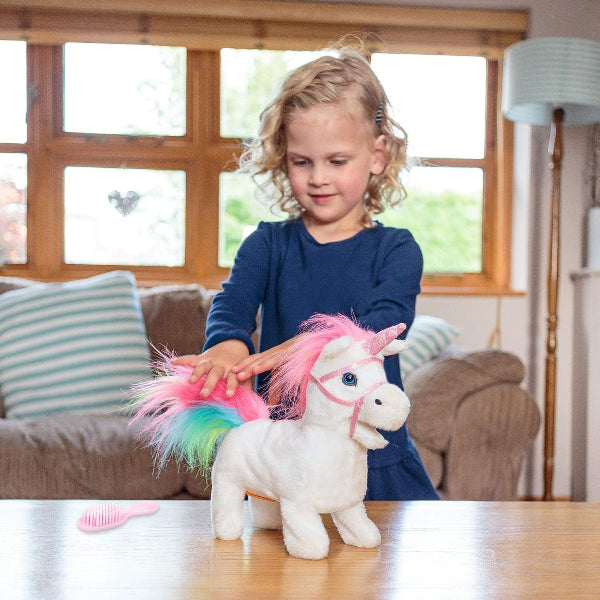 Animigos Rainbow Unicorn Electronic Moving Soft Toy 25cms