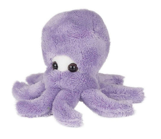 Purple plush octopus toy on a white background