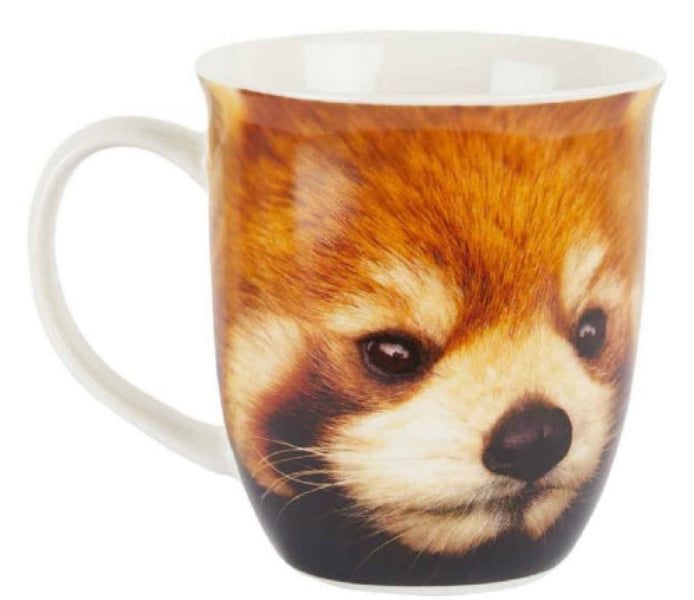 Mug with a red panda design on a white background