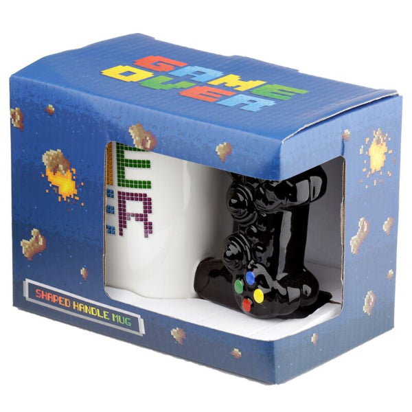 Mug with pixelated design in a 'Game Over' box
