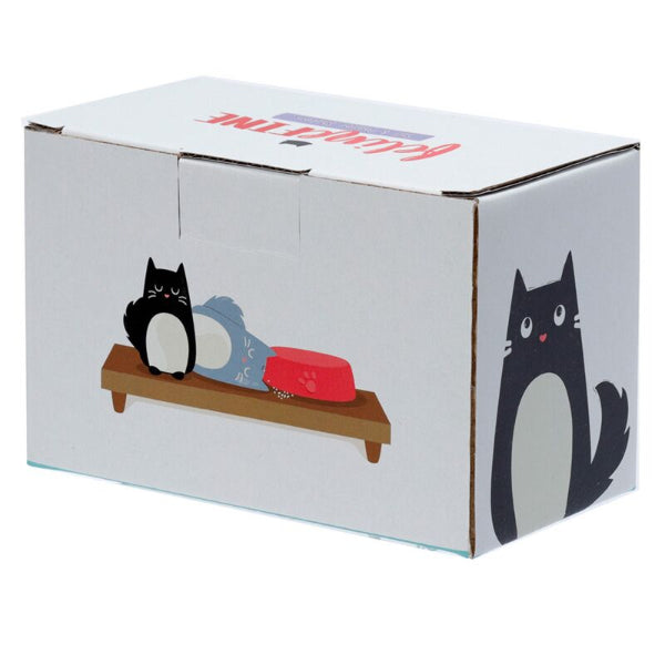 Cardboard box with cat illustrations on a white background