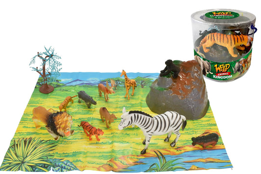Kandy Toys 18 Piece Toy Animals Play Set in Tub